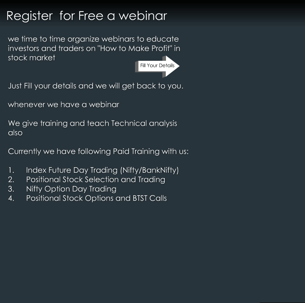 register for a free webinar at niftylivecharts.com and learn how to make profit in stock market